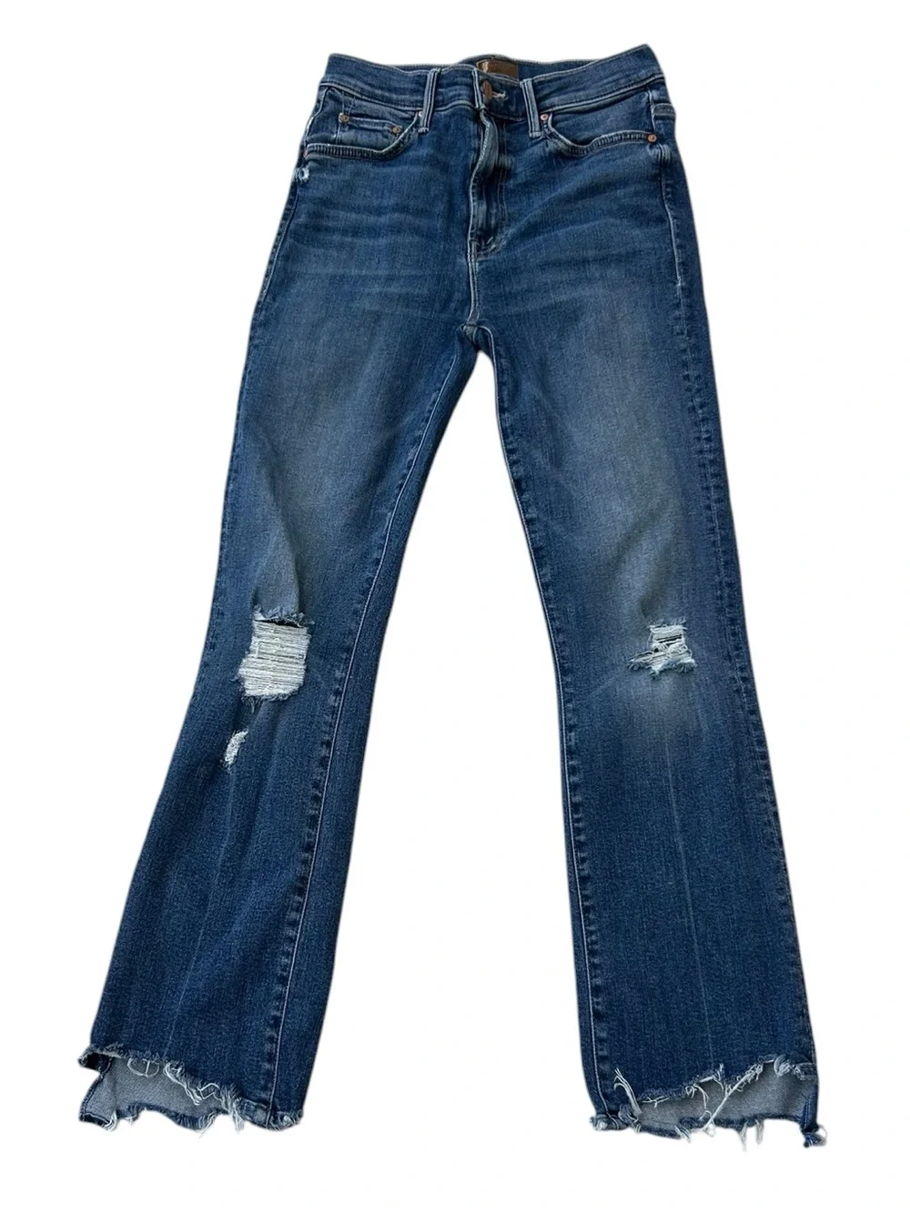 MOTHER Denim The Insider Crop Step Chew Jeans in Dancing On Coals Sz 25